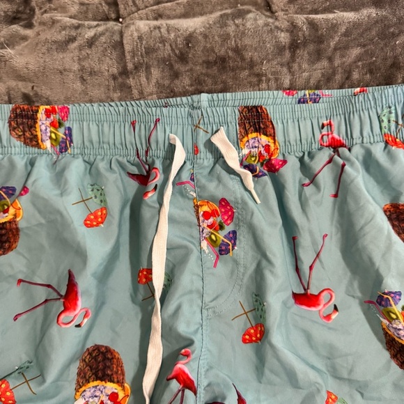 Carbon Light Blue Flamingo Print Swim Board Shorts - Picture 2 of 3